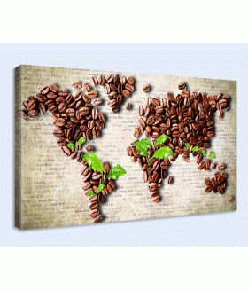 Tablou canvas Coffee Beans World Map